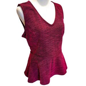 ELLE Pink Purple‎ Burgundy Sleeveless Peplum Zip Back Top, Women’s Size L